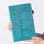 F�r Samsung Galaxy Tab S11 Ultra Baum Design Kunstleder Tasche Blau