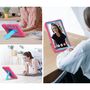 Fr Samsung Galaxy Tab A11 Color Hybrid Design Hlle mit Halter Pink