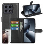 F�r Xiaomi 15T Pro Kunstleder Book Wallet H�lle Schwarz + 9H Hart Glas