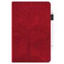 F�r Samsung Galaxy Tab S10 Lite / S10 FE Baum Kunstleder Tasche Rot