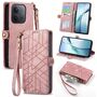 F�r Xiaomi Redmi 15C 5G / 4G Kunstleder Design Zipper Book H�lle Rosa