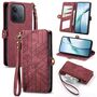 F�r Xiaomi Redmi 15C 5G / 4G Kunstleder Design Zipper Book H�lle Rot