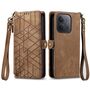 F�r Xiaomi Redmi 15C 5G / 4G Kunstleder Design Zipper Book H�lle Braun