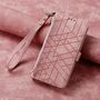 F�r Xiaomi 15T 5G Geometric Kunstleder Design Zipper Book H�lle Rosa