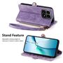 F�r Xiaomi 15T 5G Geometric Kunstleder Design Zipper Book H�lle Lila