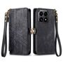 F�r Xiaomi 15T 5G Geometric Kunstleder Design Zipper H�lle Schwarz