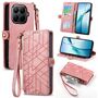 F�r Xiaomi 15T Pro 5G Geometric Kunstleder Zipper Book H�lle Rosa