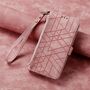 F�r Xiaomi 15T Pro 5G Geometric Kunstleder Zipper Book H�lle Rosa