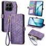 F�r Xiaomi 15T Pro 5G Geometric Kunstleder Zipper Book H�lle Lila