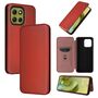 F�r Motorola Moto G86 5G Carbon Faser Textur Flip Schutz H�lle Braun