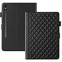 F�r Samsung Galaxy Tab S10 FE Plus Rhombus Kunstleder H�lle Schwarz
