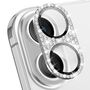 F�r Apple iPhone 17 Kamera Diamant Design Schutzglas Metall Silber