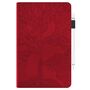 F�r Samsung Galaxy Tab S10 FE Plus Kunstleder Baum Design Tasche Rot