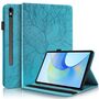 F�r Samsung Galaxy Tab S10 FE Plus Kunstleder Baum Design Tasche Blau