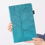 F�r Samsung Galaxy Tab S10 FE Plus Kunstleder Baum Design Tasche Blau