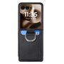 F�r Motorola Razr 60 Ultra Kunstleder Ring Wallet Litchi H�lle Schwarz