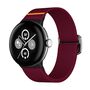 F�r Google Pixel Watch 4 3 2 1 41mm Nylon Armband Elastisch Weinrot