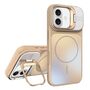 F�r Apple iPhone 17 AG Frosted TPU MagSafe H�lle mit Stand Gold