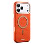 F�r Apple iPhone 17 Pro ESEBLE Kunstleder TPU Magnet H�lle Orange