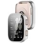 F�r Amazfit Bip 6 Kunststoff Watch Schutz H�lle + 9H Hart Glas Silber