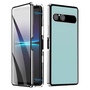 Magnetisch Metall f�r Sony Xperia 10 VII Full Schutz Hartglas Silber