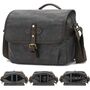 Canvas Kamera Messenger Tasche mit Trennf�chern Gr��e L Grau