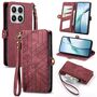 Wallet Klapph�lle f�r Xiaomi 17 Geometric Kunstleder Zipper Book Rot