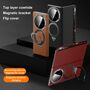 Leder f�r Honor Magic V6 Magnetisches Case View Window Braun