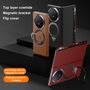 Leder f�r Honor Magic V6 Magnetisches Case View Window Rot