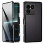 Magnetisch Metall f�r Sony Xperia 10 VIII Full Schutz Hartglas Schwarz