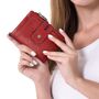 Leder Geldb�rse RFID Tri-Fold Doppel Rei�verschluss Geld Portemonnaie