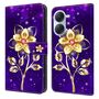Kunstleder Wallet f�r Xiaomi Redmi A7 4G Blumenmotiv Lila