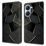 Kunstleder Xiaomi Redmi A7 4G Cover Wallet Print Motiv Schwarz Gold