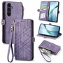 Wallet Klapp Tasche f�r Samsung Galaxy S26 FE Kunstleder Zipper Lila