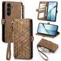 Wallet Klapp Tasche f�r Samsung Galaxy S26 FE Kunstleder Zipper Braun