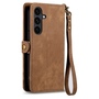 Wallet Klapp Tasche f�r Samsung Galaxy S26 FE Kunstleder Zipper Braun